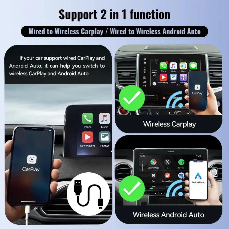 XUDA NEW Wireless CarPlay Android Auto Wireless Adapter Smart Mini Box Plug And Play WiFi Fast Connect Universal For Nissan