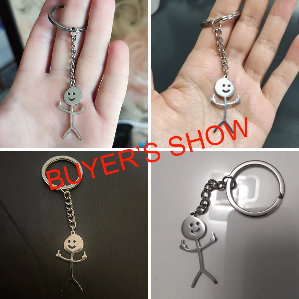 Teamer Funny Fuxk You Middle Finger Stickman Keychain 2024 Cute Trend School Bag Car Key Pendant Couple New Trinket Gift Keyring