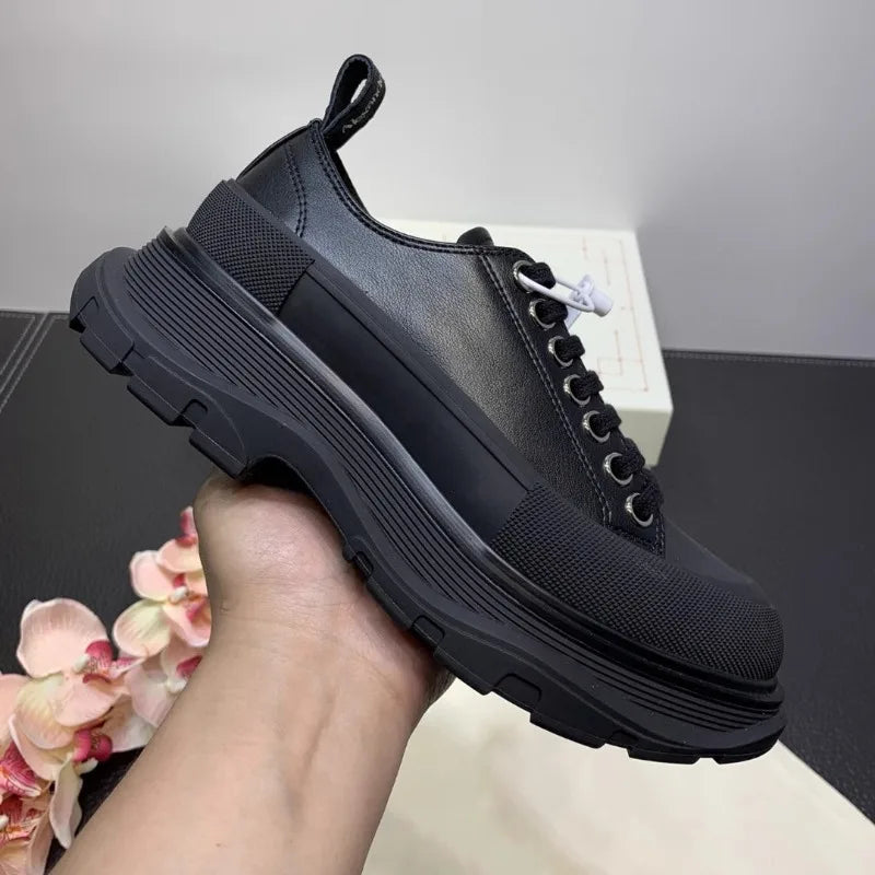 Luxury Fashion Men Ankle Boots Genuine Leather Thick Sole Casual Sports Shoes Women High Top Sneakers Couple Motorcycle Boots