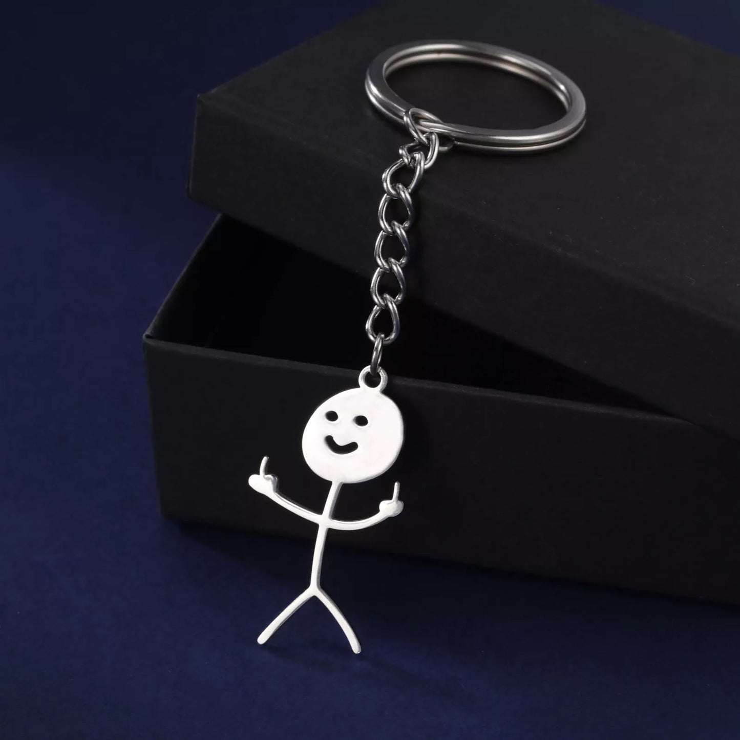 Teamer Funny Fuxk You Middle Finger Stickman Keychain 2024 Cute Trend School Bag Car Key Pendant Couple New Trinket Gift Keyring