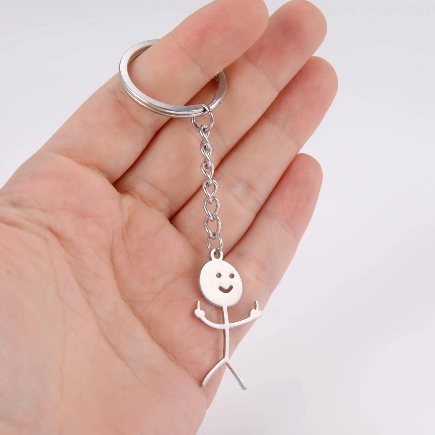 Teamer Funny Fuxk You Middle Finger Stickman Keychain 2024 Cute Trend School Bag Car Key Pendant Couple New Trinket Gift Keyring